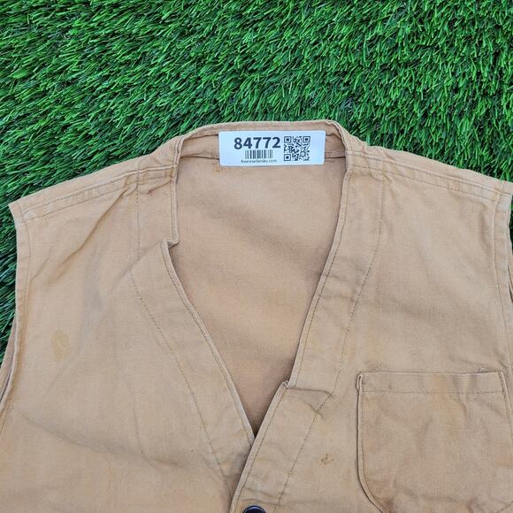 Vintage 80s Hunting Canvas Vest S/M 20x18 Cropped Tactical - Picture 10 of 12
